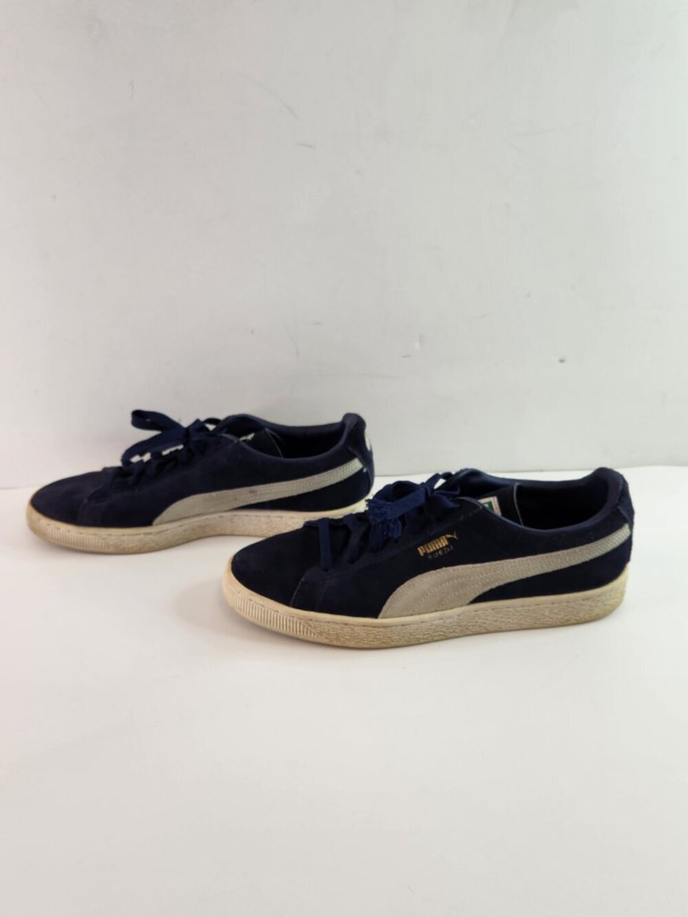Puma Blue Suede Shoes Mens Size 10 Sneakers Gold Logo - Picture 2 of 9
